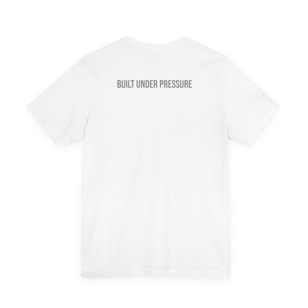 The Forge Society "Built Under Pressure" Tee - Minimalist White Short Sleeve Shirt